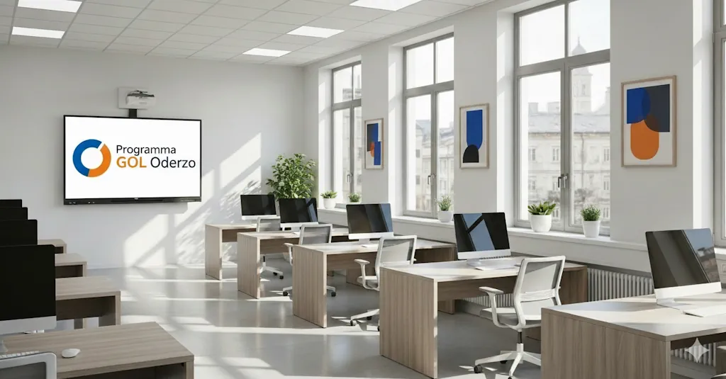 Aula moderna di Consulmarc a Oderzo, pronta per i corsi GOL gratuiti di upskilling del 2025.