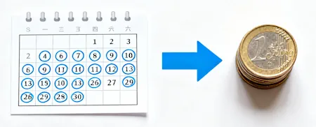 Calendario che mostra le ore di frequenza necessarie per ricevere il pagamento dell'indennità GOL Veneto.